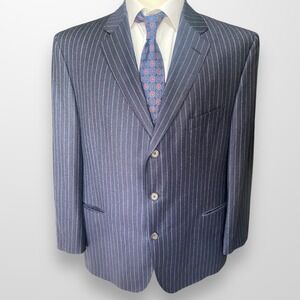 Jack Victor‎ Mens 46R Exclusive Collection Blazer Sport Coat Navy Wool Flannel
